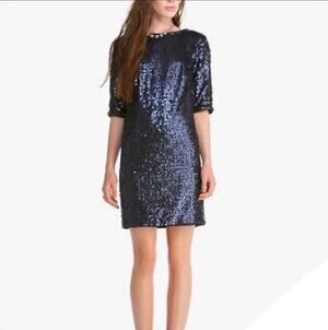 RACHEL ROY Liza Navy Sequin Short Sleeve Shift Mini Dress Size 4 Cocktail/Party